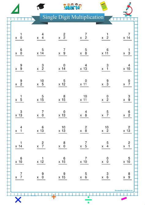 printable single digit multiplication worksheets printable templates