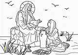 Coloring Jesus Printable Pages Samaritan Bible Well Woman Divyajanani sketch template