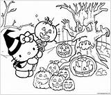 Hello Kitty Halloween Pages Coloring Color Print Kids sketch template