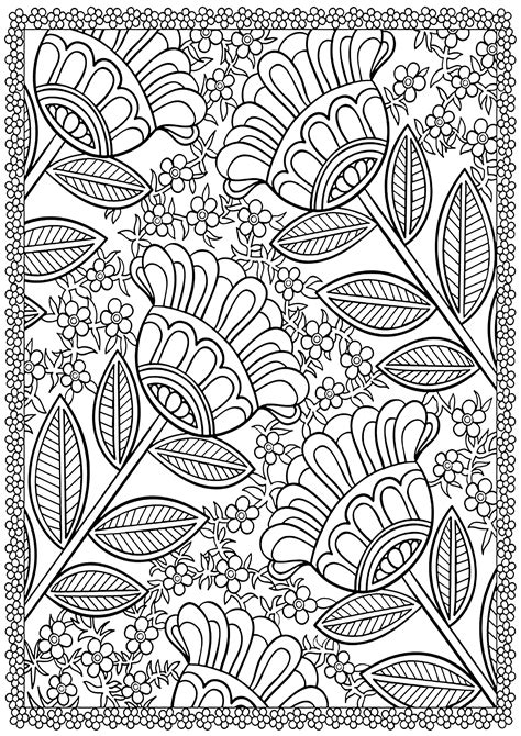 big flowers flowers adult coloring pages
