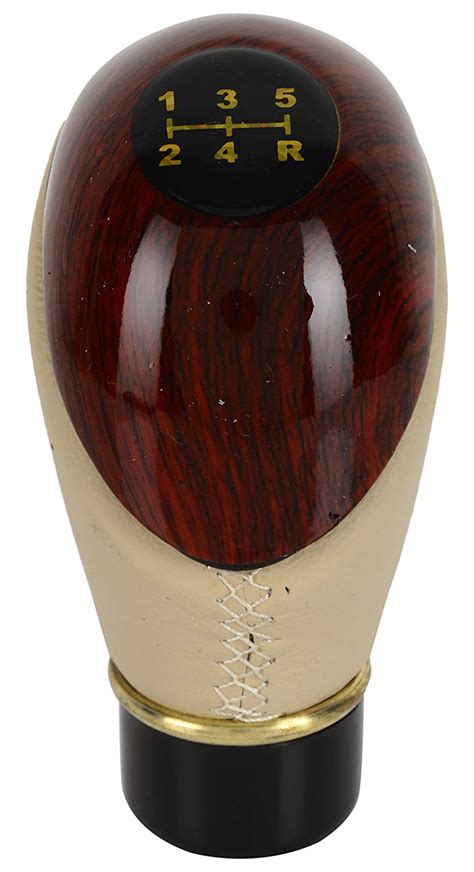 Buy Auto Addict Leatherette Wooden Finished Gear Knob Beige Car Gear