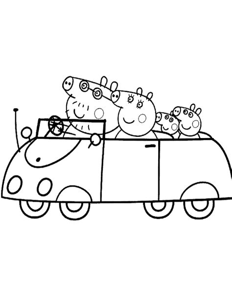 peppa family  car coloring page topcoloringpagesnet