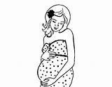 Pregnant Woman Coloring Happy Colorear Coloringcrew sketch template