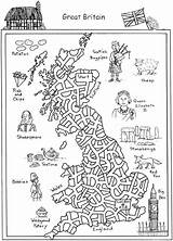 Britain Coloring Pages Great English 7kb Geography Inglese Doverpublications sketch template