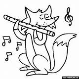 Coloring Flute Instruments Fox Musical Pages Music Color Animals Sheets Kids Printable Instrument Print Getcolorings Play Gif Woodwind Book Online sketch template