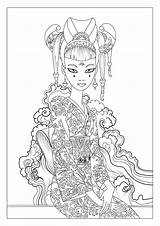 Coloring Pages Adults Japan Geisha Japanese Woman Print Celine Color Printable Theme Céline Adult Travels Nggallery Character sketch template