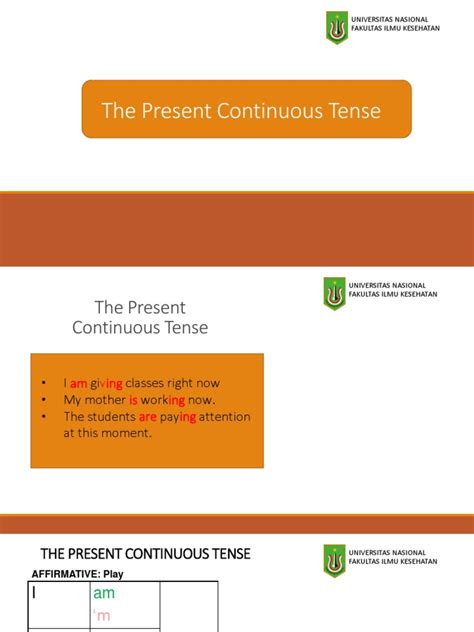 present continuous tense grammar language mechanics