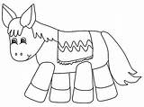 Coloring Donkey Mexican Pages Pinata Little Color sketch template