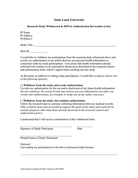 university authorization withdrawal letter  word   formats