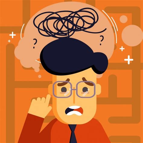 problem background man thought bubbles confused mind icons vectors