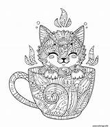 Chaton Tasse Coloring Detente Cafe Relaxation Adulte Gratuit 2104 Coloriages Chats sketch template