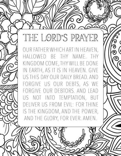 printable  lords prayer coloring page  printable faith