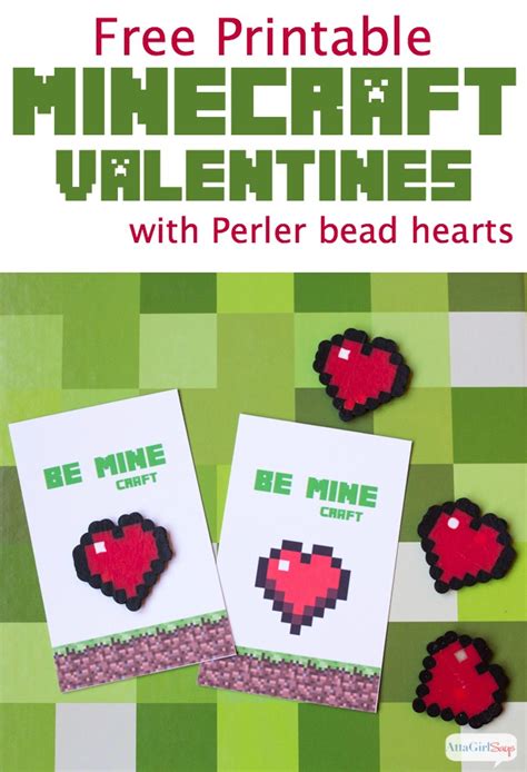minecraft valentines  perler bead hearts print   home