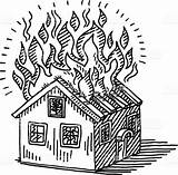 Burning House Drawing Sketch Fire Clipart Disaster Building Vector Hand Clip Illustrations Draw Transparent Sketches Cliparts Drawn Background Drawings Library sketch template