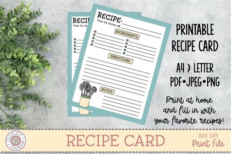 recipe card recipe page printable recipe card template