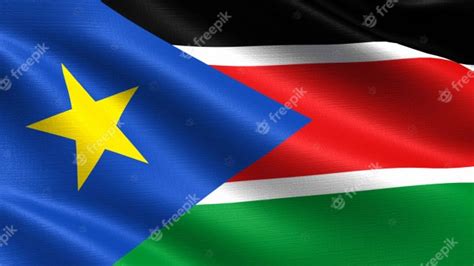 bandera de sudán del sur con textura de tejido ondulado foto premium