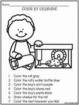 Directions Following Color Listening Coloring Activity Worksheets Karly Kinders Template Follow sketch template