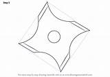 Shuriken Draw Ninja Star Step Drawing Drawingtutorials101 Weapons Tutorials sketch template