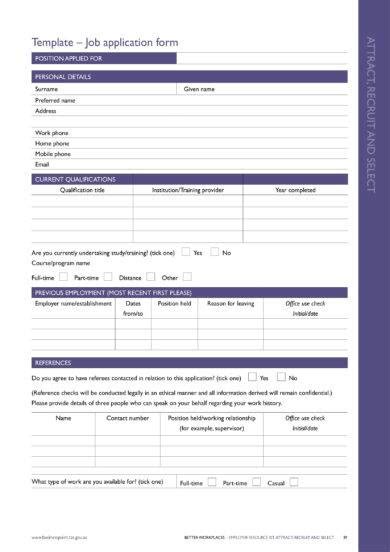 blank employment application  examples format