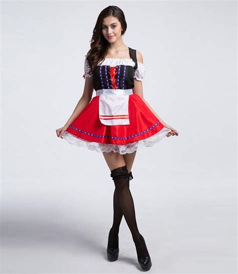 hot sale red sexy french maid costume cosplay beer french maid costumes
