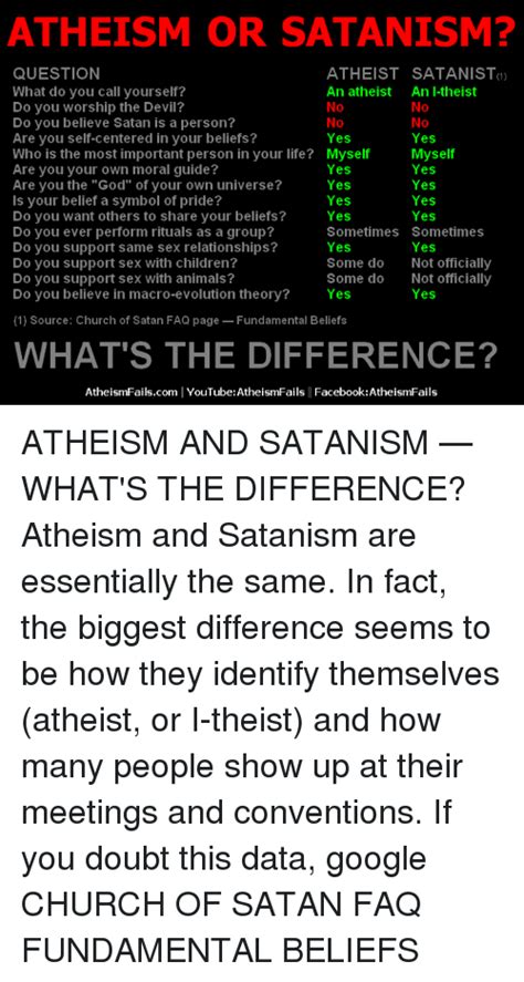 atheism or satanism atheist satanist an atheist an i