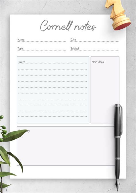 printable note  templates   cornell note