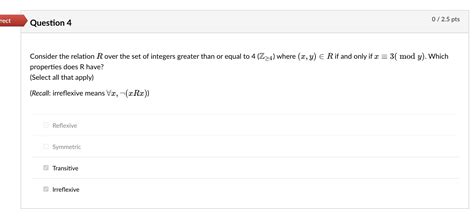 Solved Consider The Relation R Over The Set Of Integers
