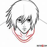 Lawliet Draw Face Step Sketchok sketch template