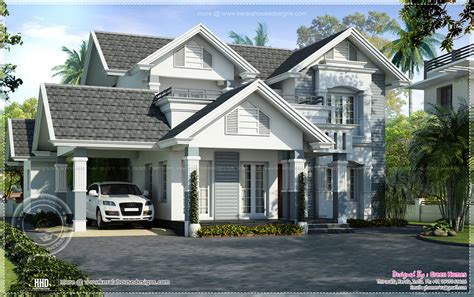 semi european style beautiful villa kerala home design  floor plans  dream houses
