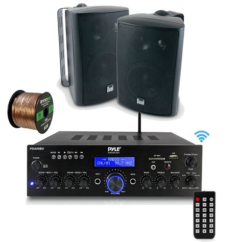 pyle pdabu amplifier receiver stereo bluetooth fm radio usb flash reader aux input lcd