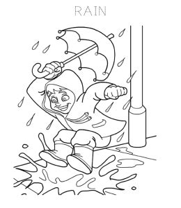 rain coloring pages playing learning