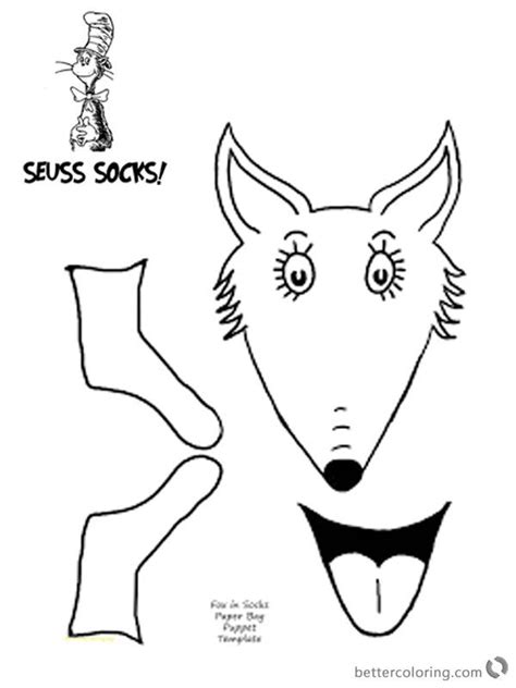 fox  socks  dr seuss coloring pages bag diy printable dr seuss