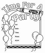 Invitations Coloring Birthday Party Pages Invitation Kids Crayola Color Time Own Cards Drawing Invite Print Activity Printable Template Templates Happy sketch template