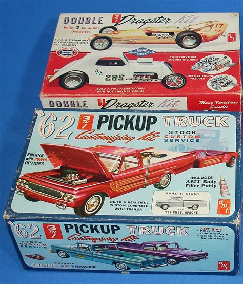 amt  pickup truck  galaxie convertible dragster plastic model kits lot vintage toys
