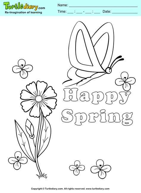 happy spring coloring page kids crafts coloring turtlediary