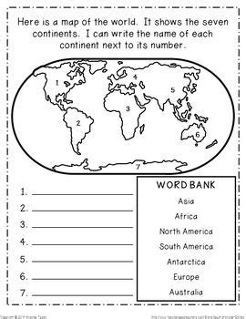 continents  oceans geography research book study cards