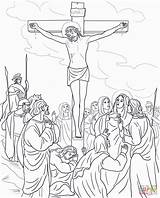 Jesus Cross Coloring Pages Printable Colouring Bible Visit Sheets Station sketch template