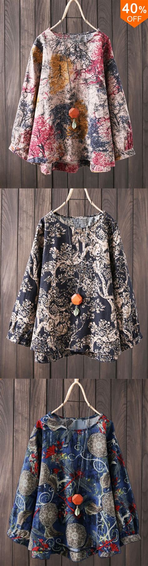 40 offandfree shipping s 5xl vintage women cotton loose color print long sleeve blouse see more