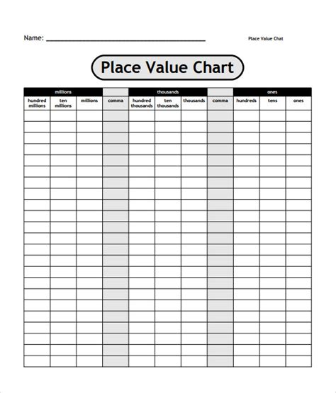 sample place  chart templates   ms word