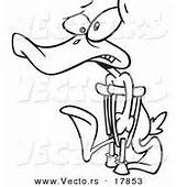 Leg Coloring Cartoon Broken Crutches Duck Lame Outlined Injured Using His Vector Cast Hurt Crutch Template Royalty Stock Vecto sketch template