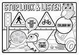 Safety Coloring Pages Signs Road Sign Printable Colouring Kids Traffic Children Clipart Printables Sheets Worksheets Stop Listen Look Book Print sketch template
