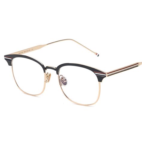 blackgunsilver metal vintage full rim tb  eyeglasses frame glasses