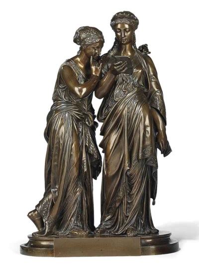 a french bronze group of two women third quarter 19th century after