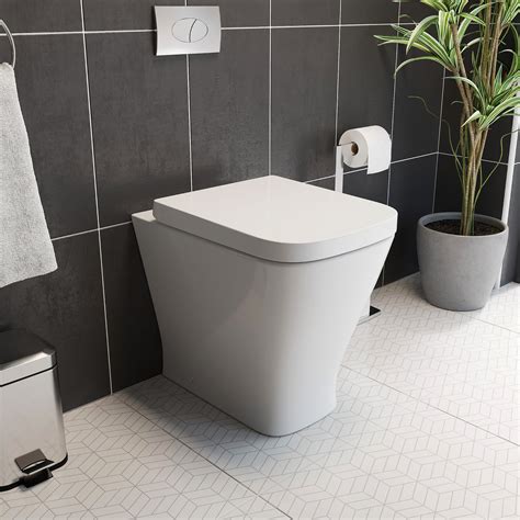 wall btw toilet pan wc concealed cistern unit  soft close seat white ebay