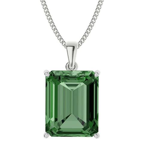emerald cut emerald sterling silver necklace stylerocks