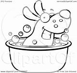 Tub Dog Coloring Cartoon Clipart Outlined Soaking Happy Hot Thoman Cory Vector Pages Template sketch template