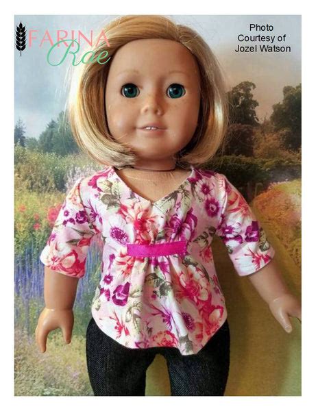 farina rae francie top doll clothes pattern 18 inch american girl dolls