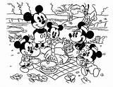 Mickey Mouse Coloring Pages Minnie Family Picnic Netart Print Color sketch template