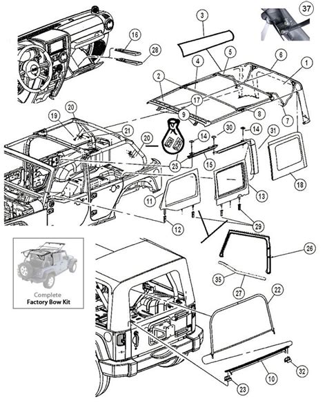 interactive diagram jeep wrangler jk  door soft top hardware  road pinterest jeep