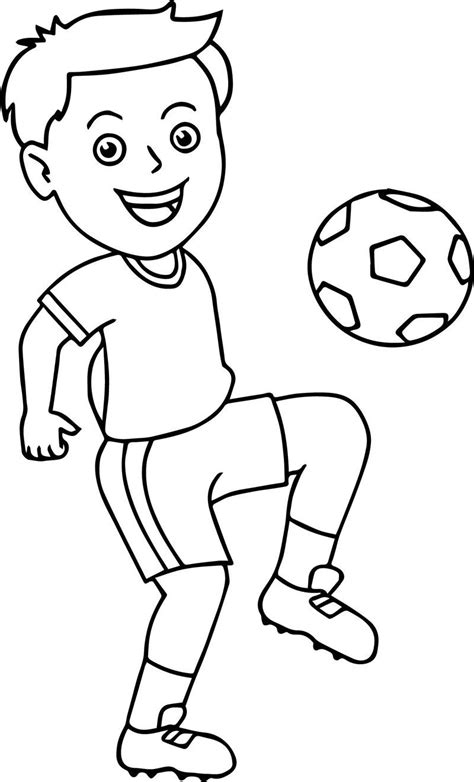 soccer boy bouncing soccer ball   knee playing football coloring